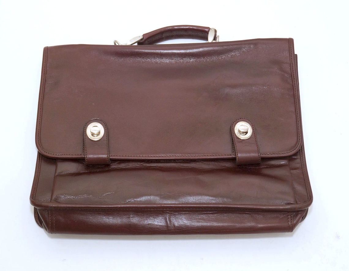 Vintage Burgundy Leather Briefcase. - Etsy
