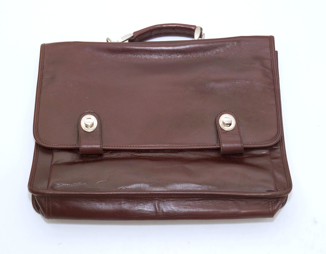 Vintage Burgundy Leather Briefcase. Etsy