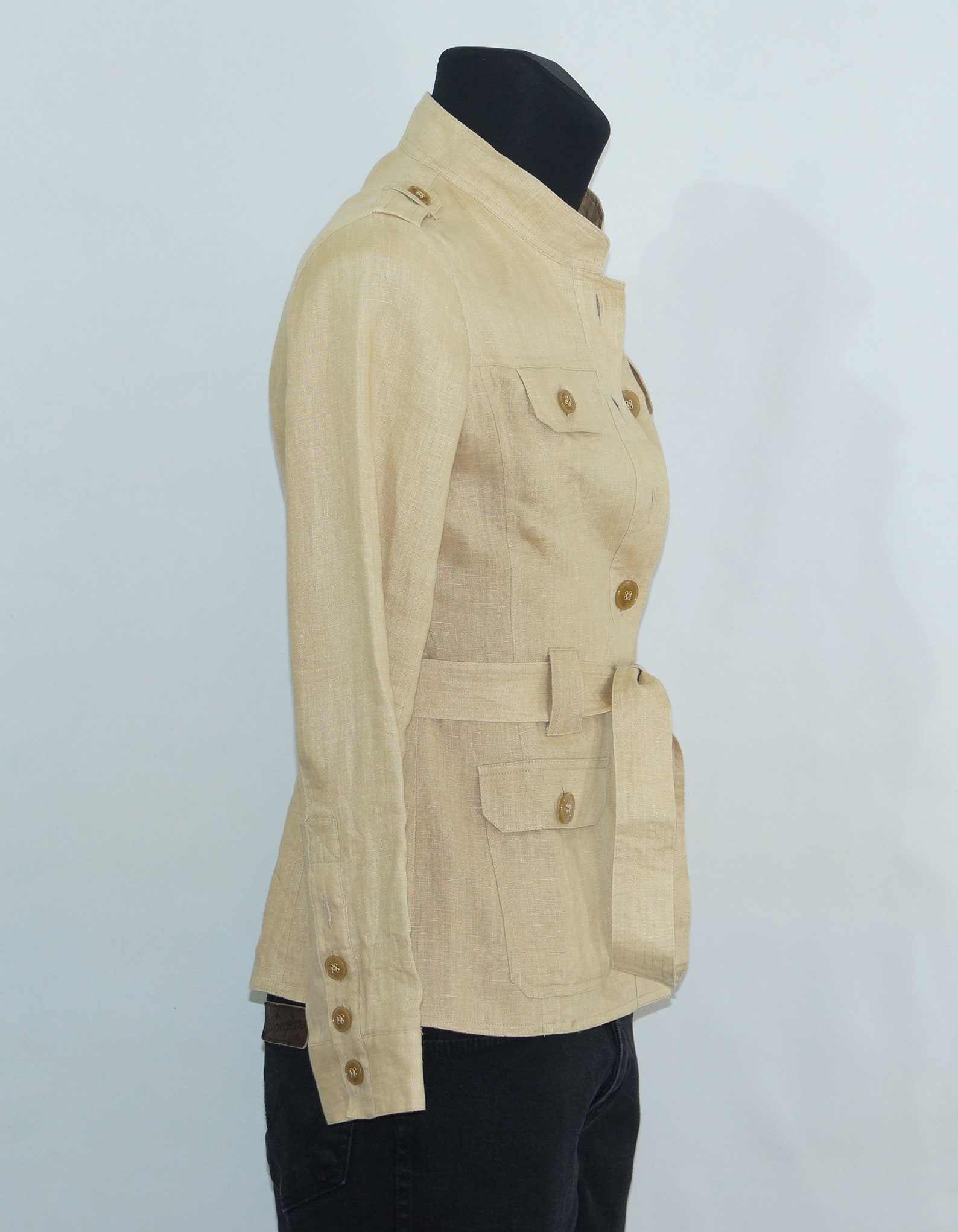 Beige Safari jacket .Women's pure Linen blazer Classic Etsy