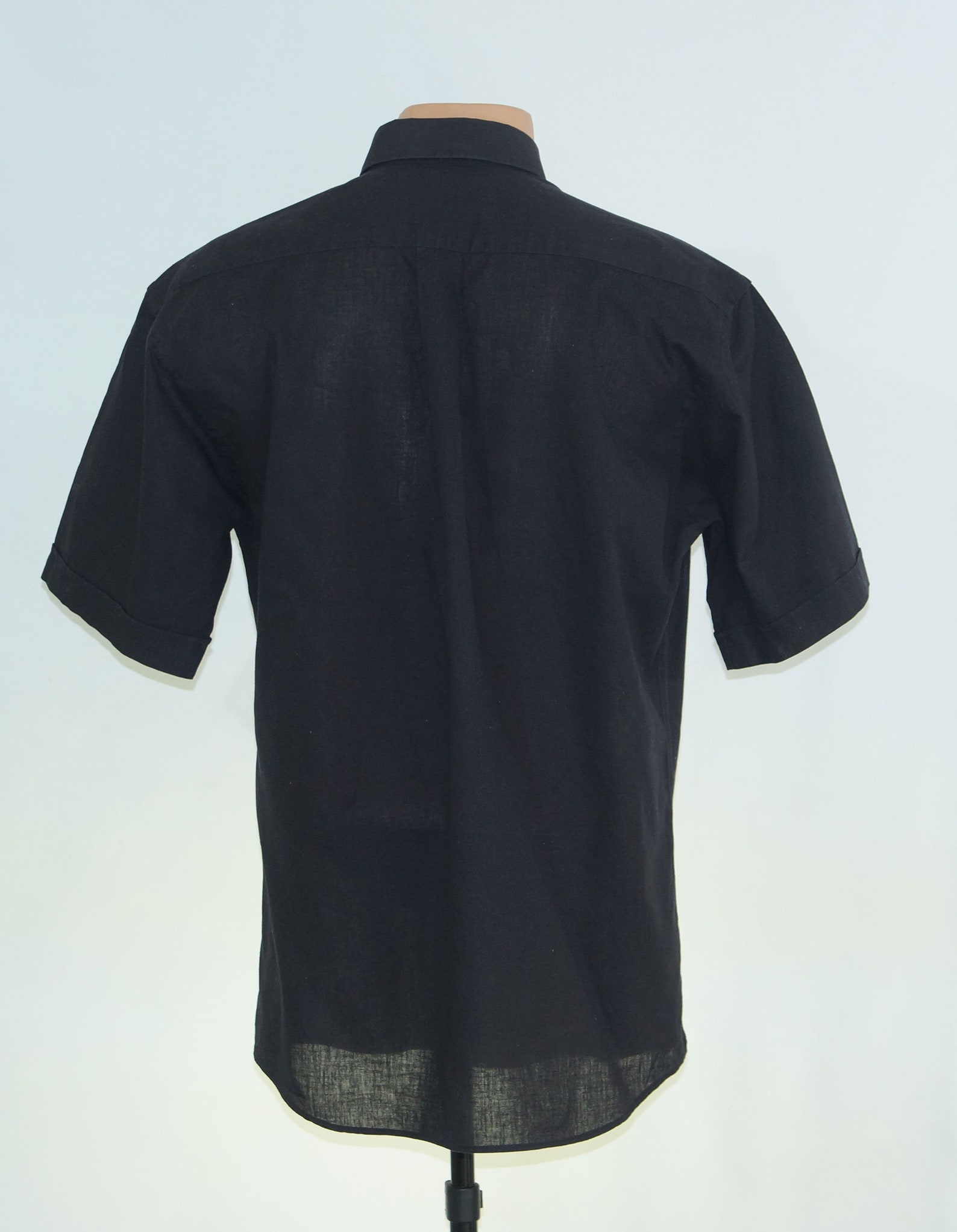 Linen Blend Black Mens Shirt Short Sleeve Button Down - Etsy
