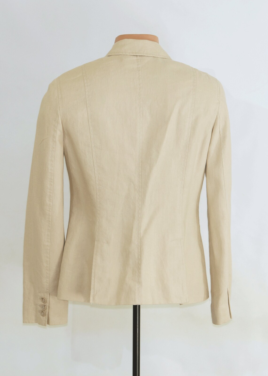 Vintage Style Women's Linen Blazer Beige Classic Button Etsy UK