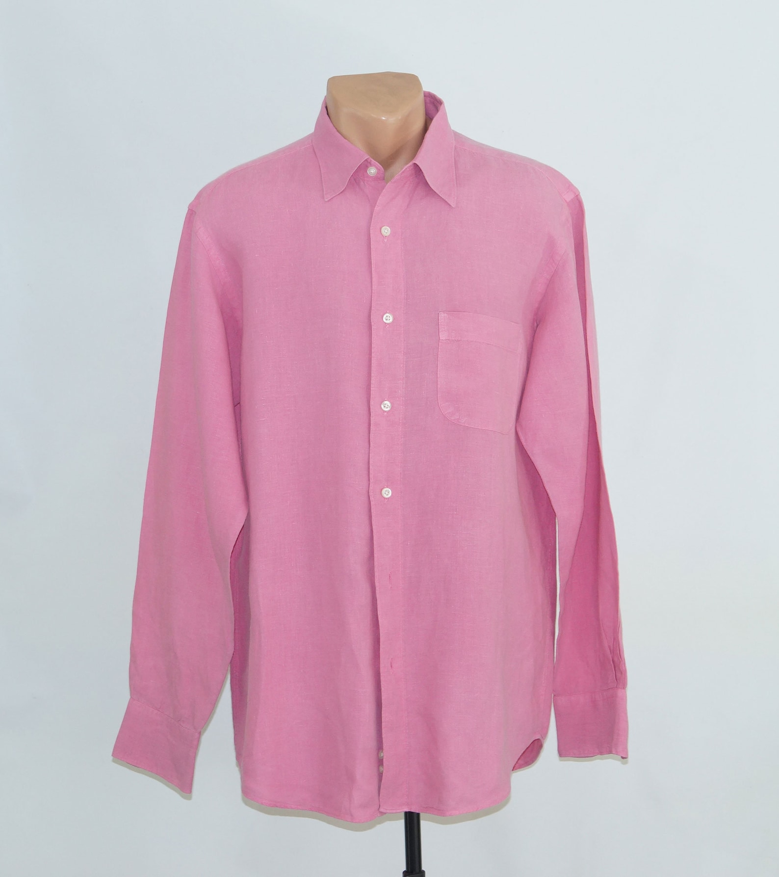 Pink Pure Linen Men's Shirt Long Sleeve Button Down - Etsy UK
