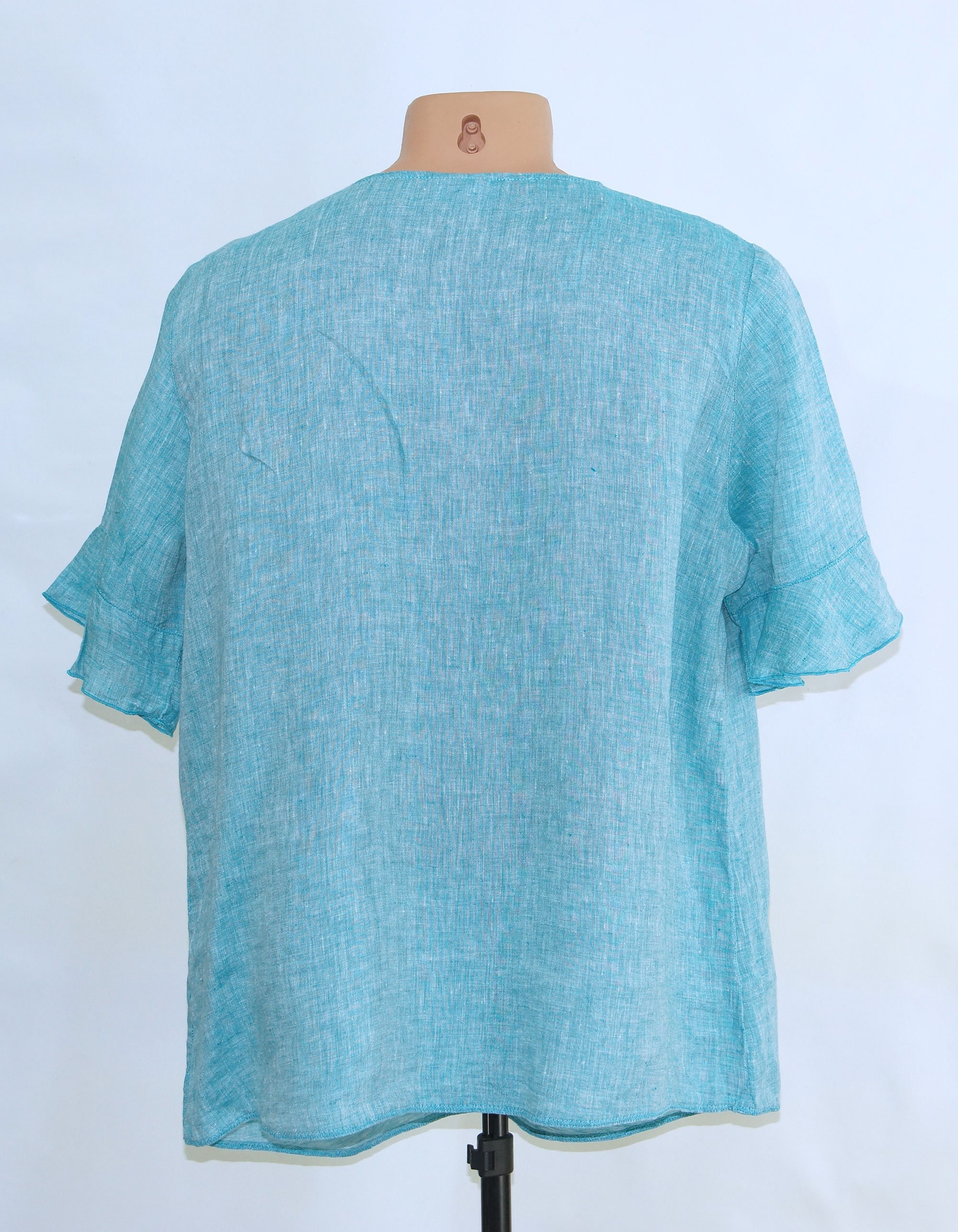 Pure Linen blue turquoise Women's Blouse Summer Blouse Etsy