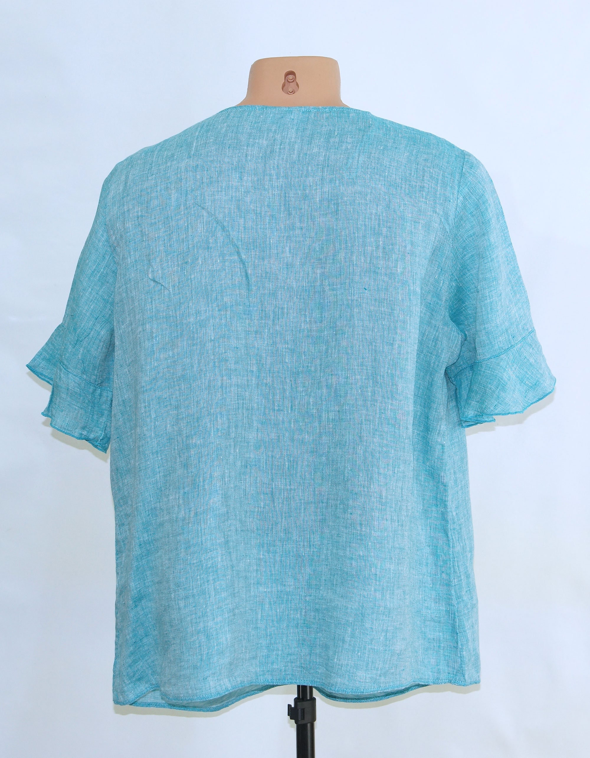 Pure Linen blue turquoise Women's Blouse Summer Blouse | Etsy