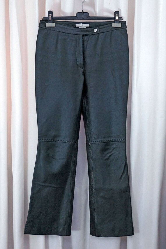 black leather bootcut pants