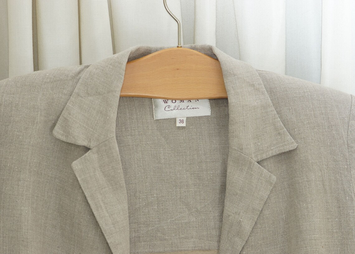 Pure Linen Jacket .women's 100 Linen Blazer Light Grey Etsy
