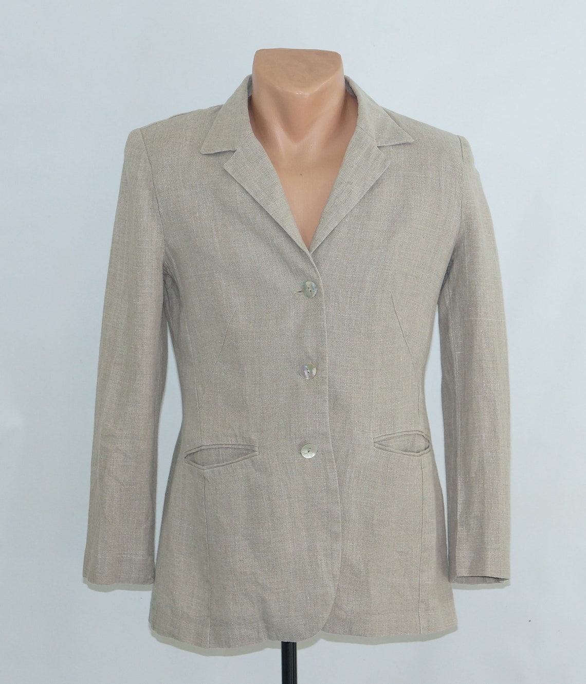 Pure Linen Jacket .women's 100 Linen Blazer Light Grey Etsy