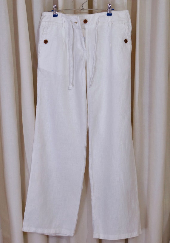 White Low Waist Women Pants Size 