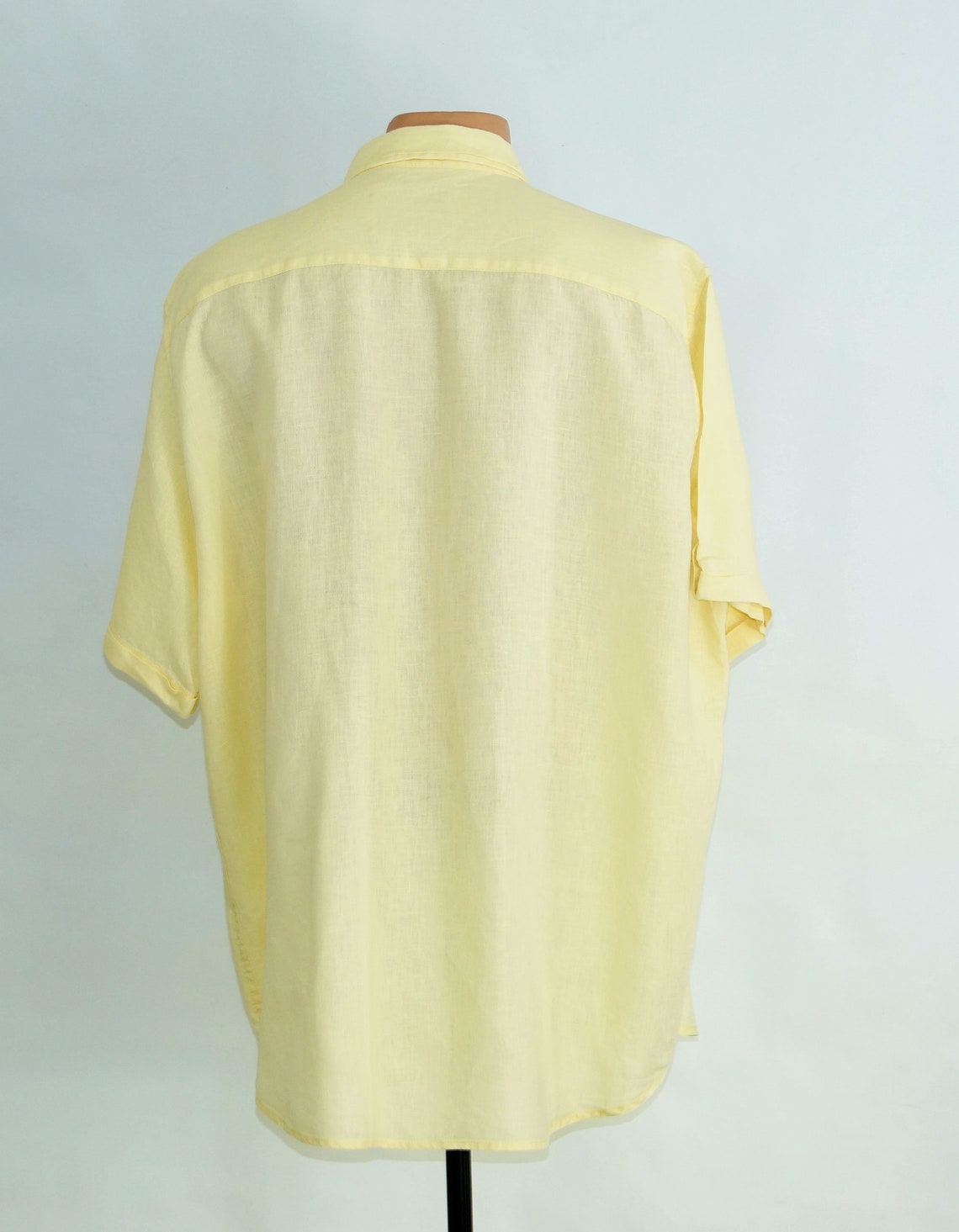 Pure Linen Yellow Mens Shirt Short Sleeve Button Down Etsy UK