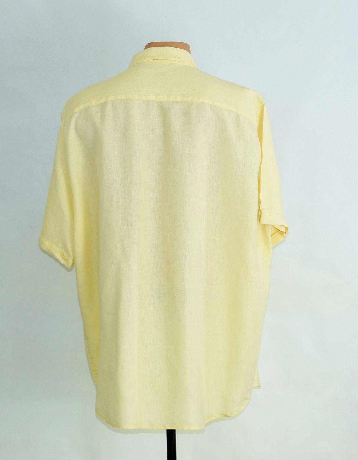 Pure Linen Yellow Mens Shirt Short Sleeve Button Down - Etsy UK