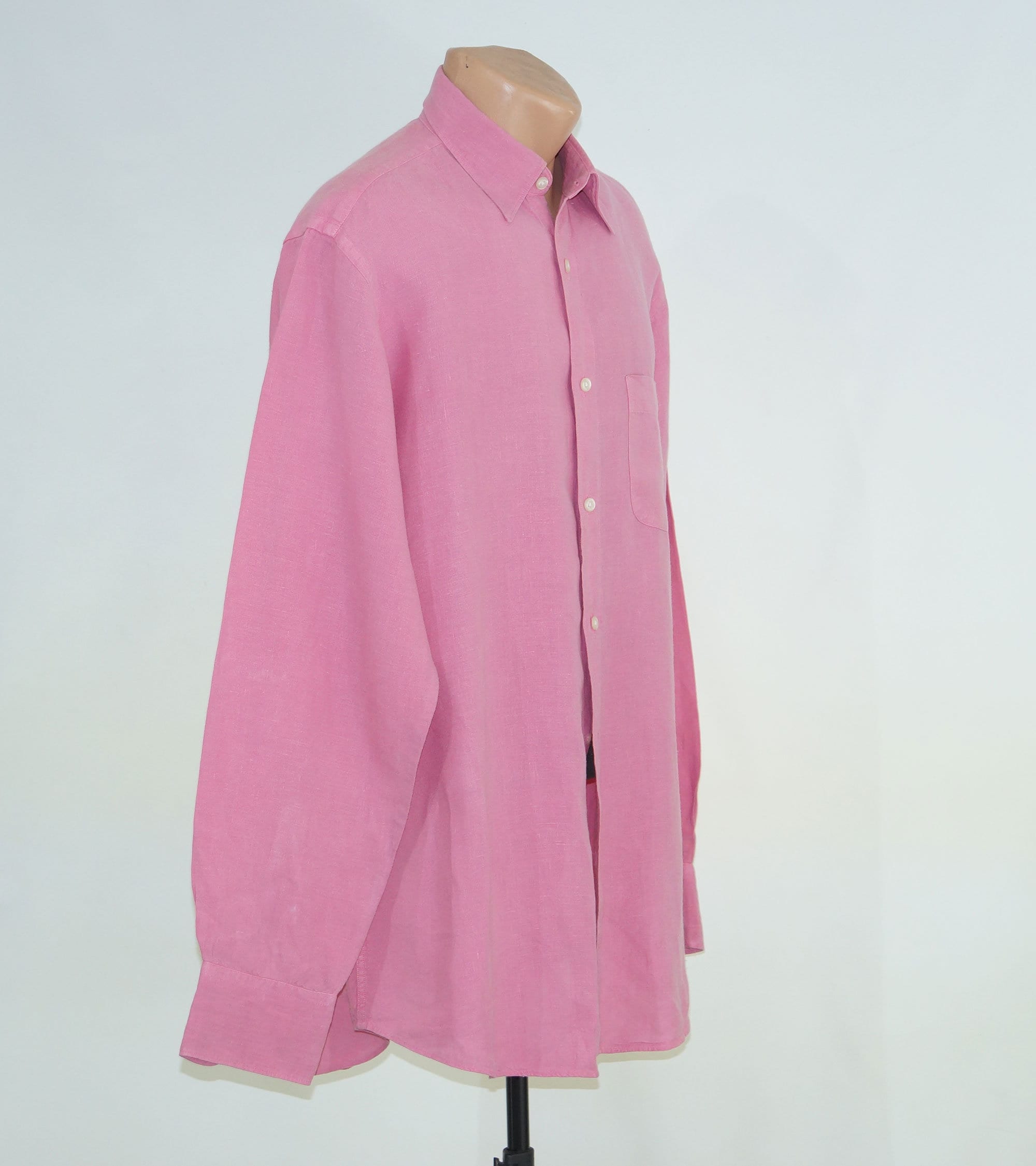 Pink Pure Linen Men's Shirt Long Sleeve Button Down Etsy UK
