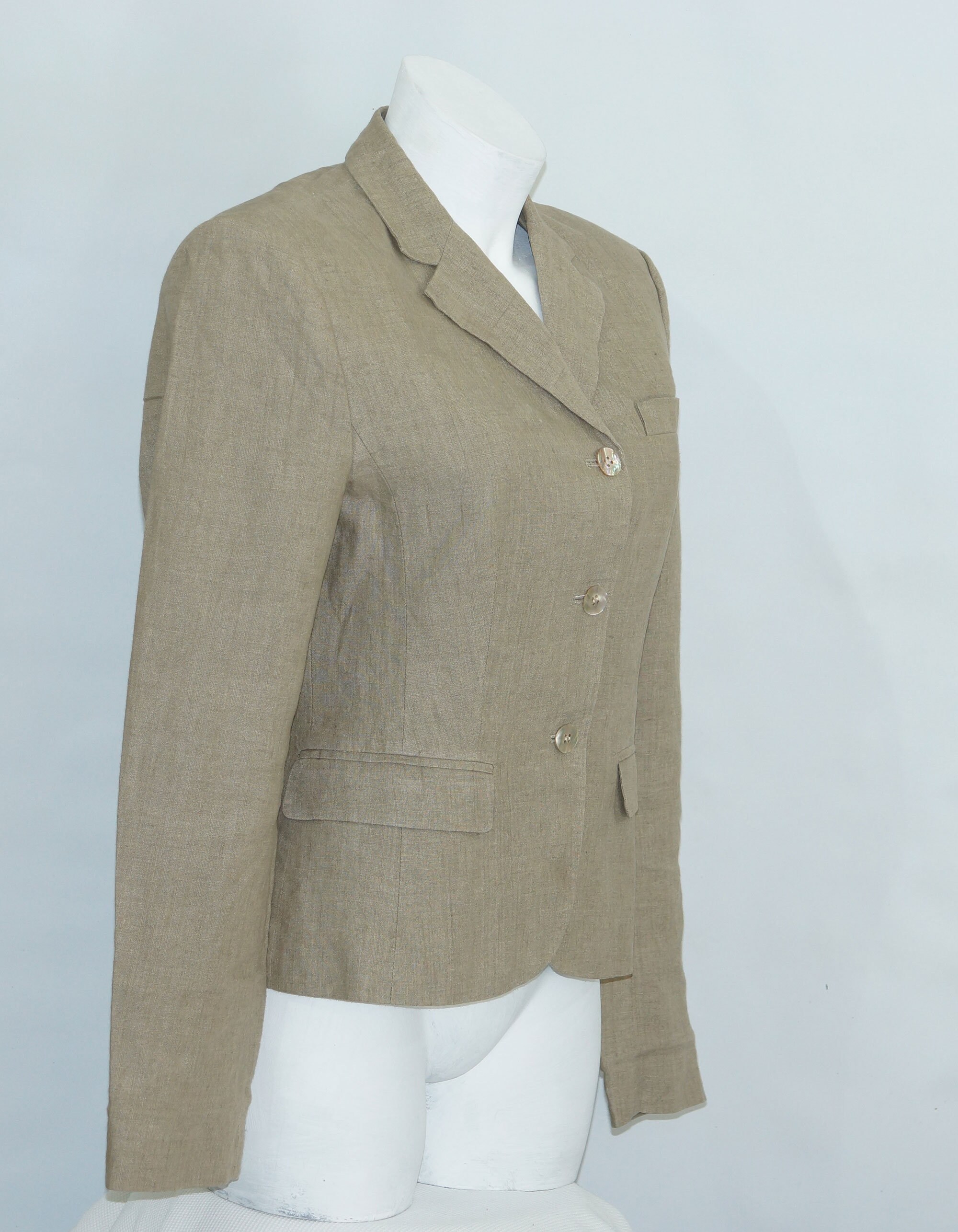 Pure linen beige jacket .Women's 100 Linen blazer Etsy