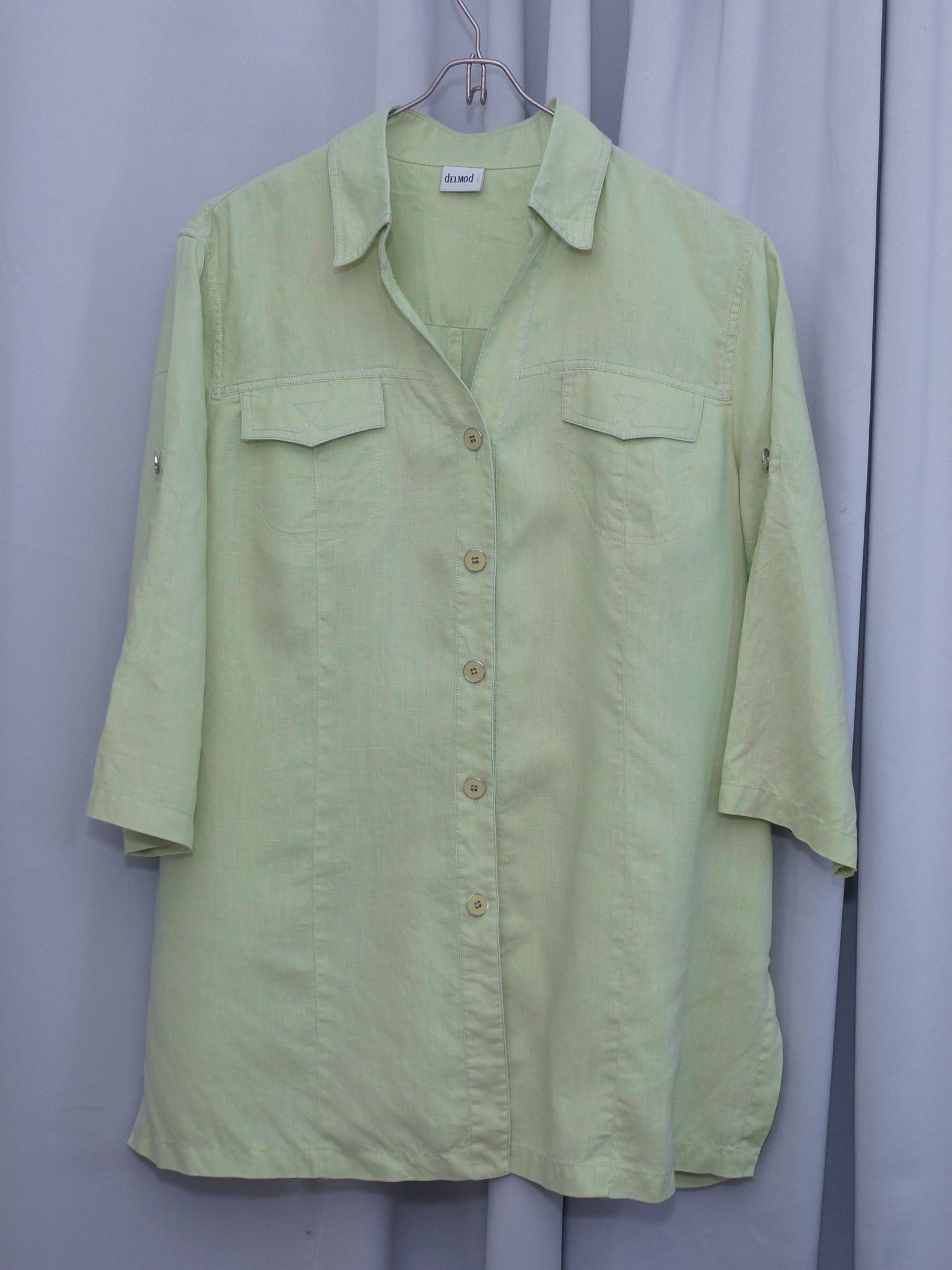 Pure Linen light green Women's Blouse Summer Blouse short Etsy
