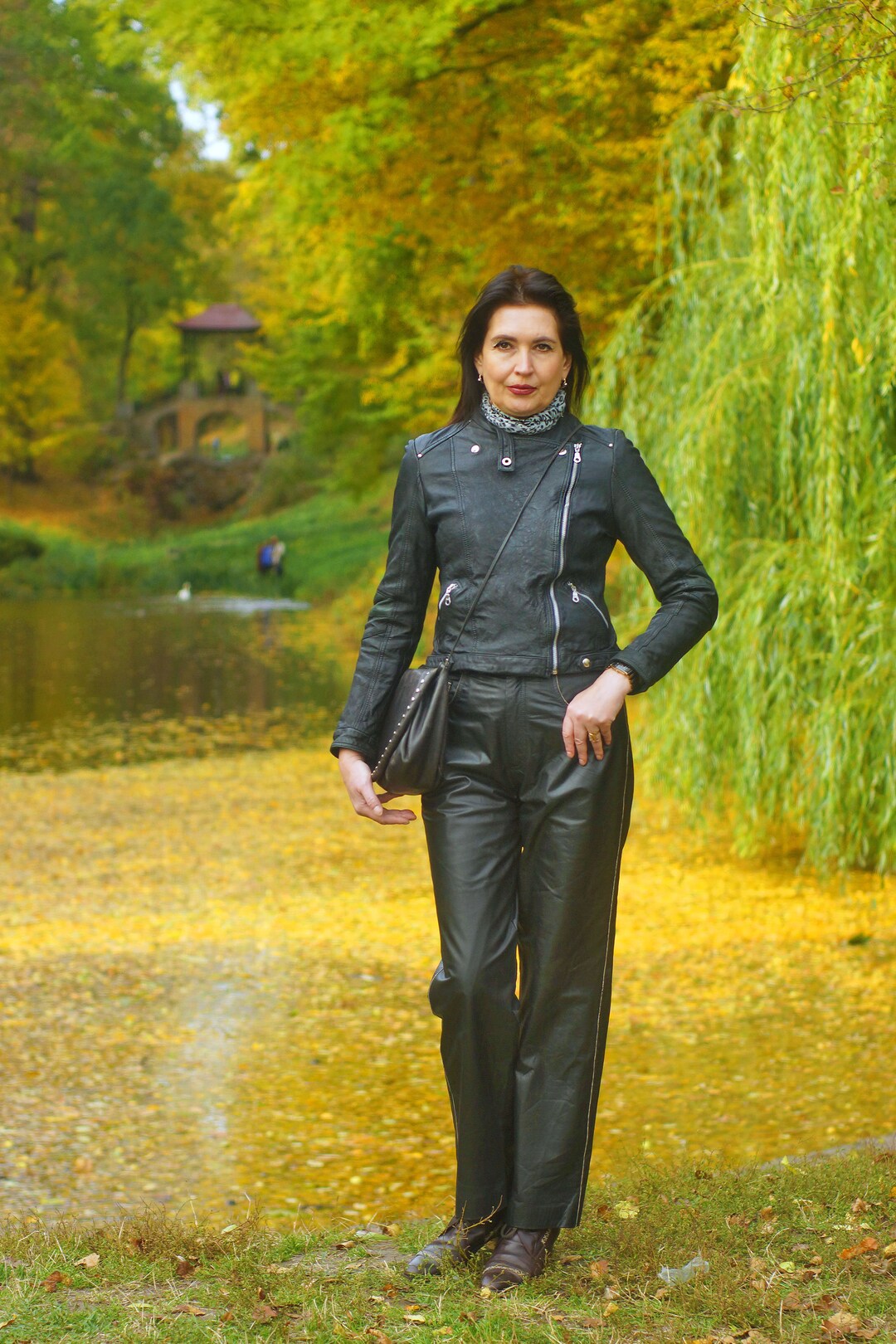 Black Genuine Gloss Real Leather Pants. Marked as 48 Size Etsy UK