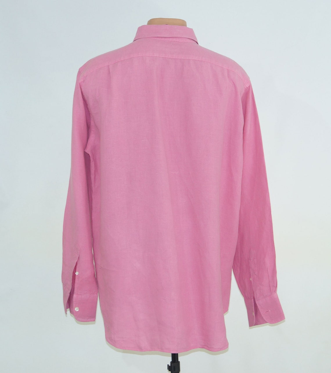 Pink Pure Linen Men's Shirt Long Sleeve Button Down Etsy UK