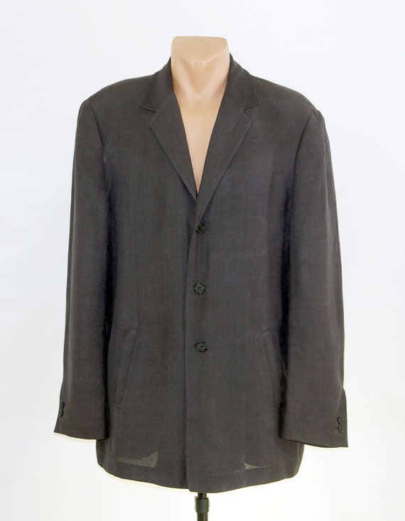 MEN'S linen jacket vintage style dark grey linen j… - Gem