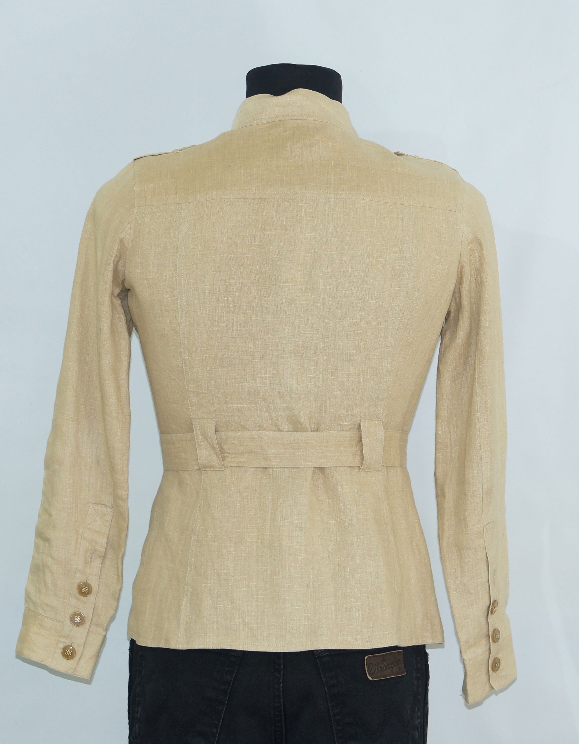 Beige Safari jacket .Women's pure Linen blazer Classic Etsy