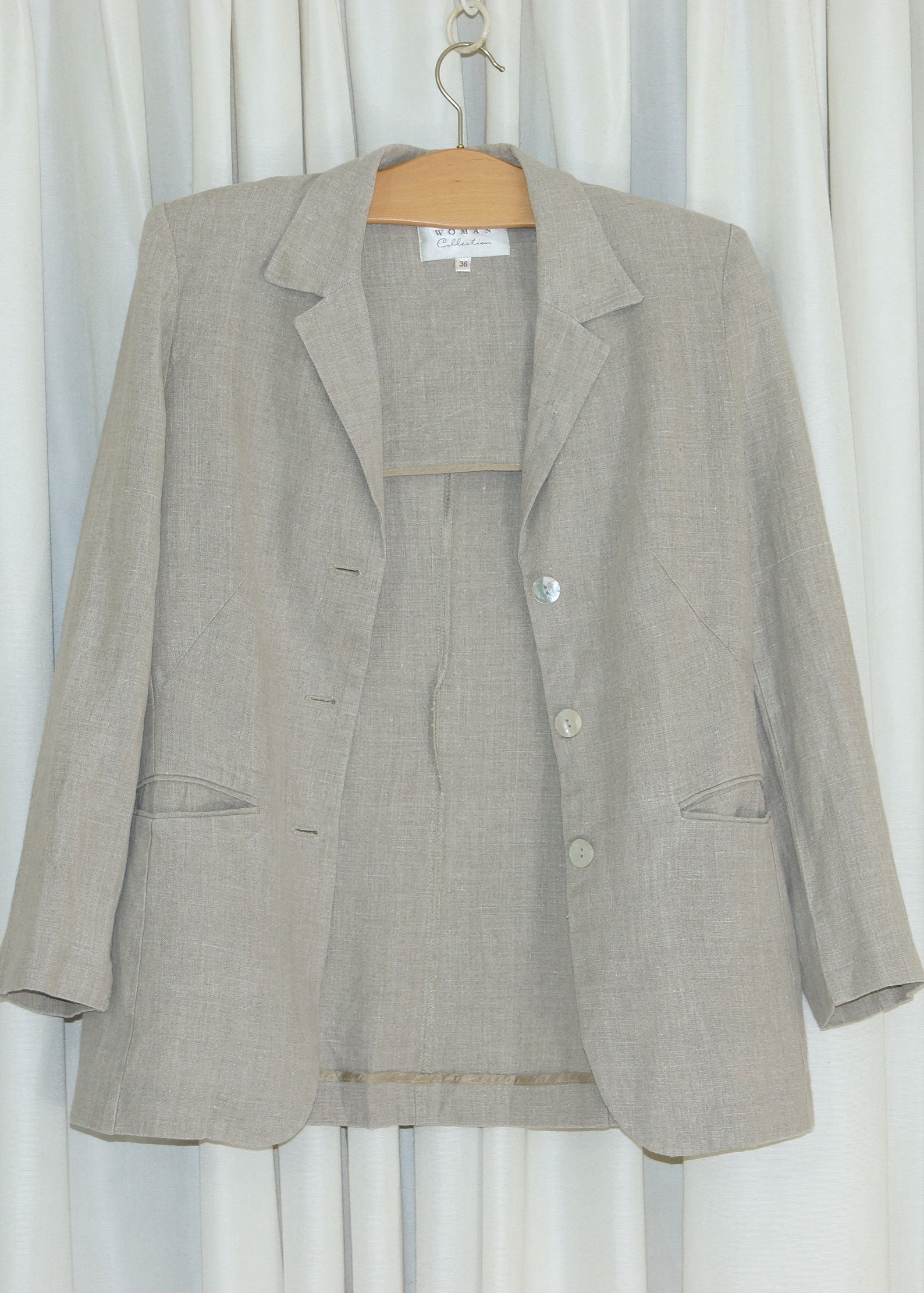 Pure Linen Jacket .women's 100 Linen Blazer Light Grey Etsy