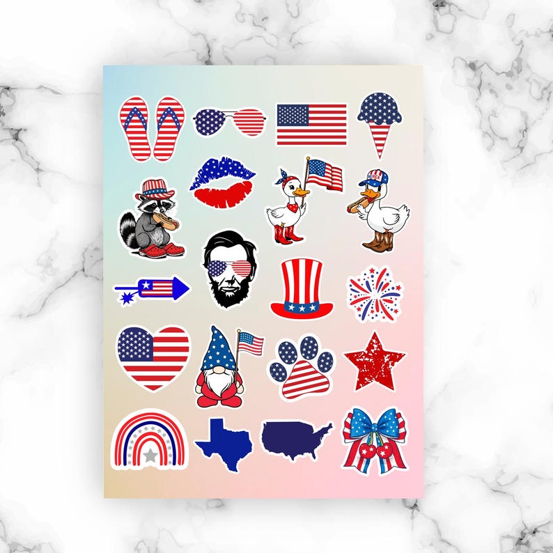 July 4th Printable Stickers - Printables - Stickers - DIY Sticker ...