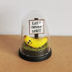 Miniature Smiling Banana in Display Dome, Personalised message gift