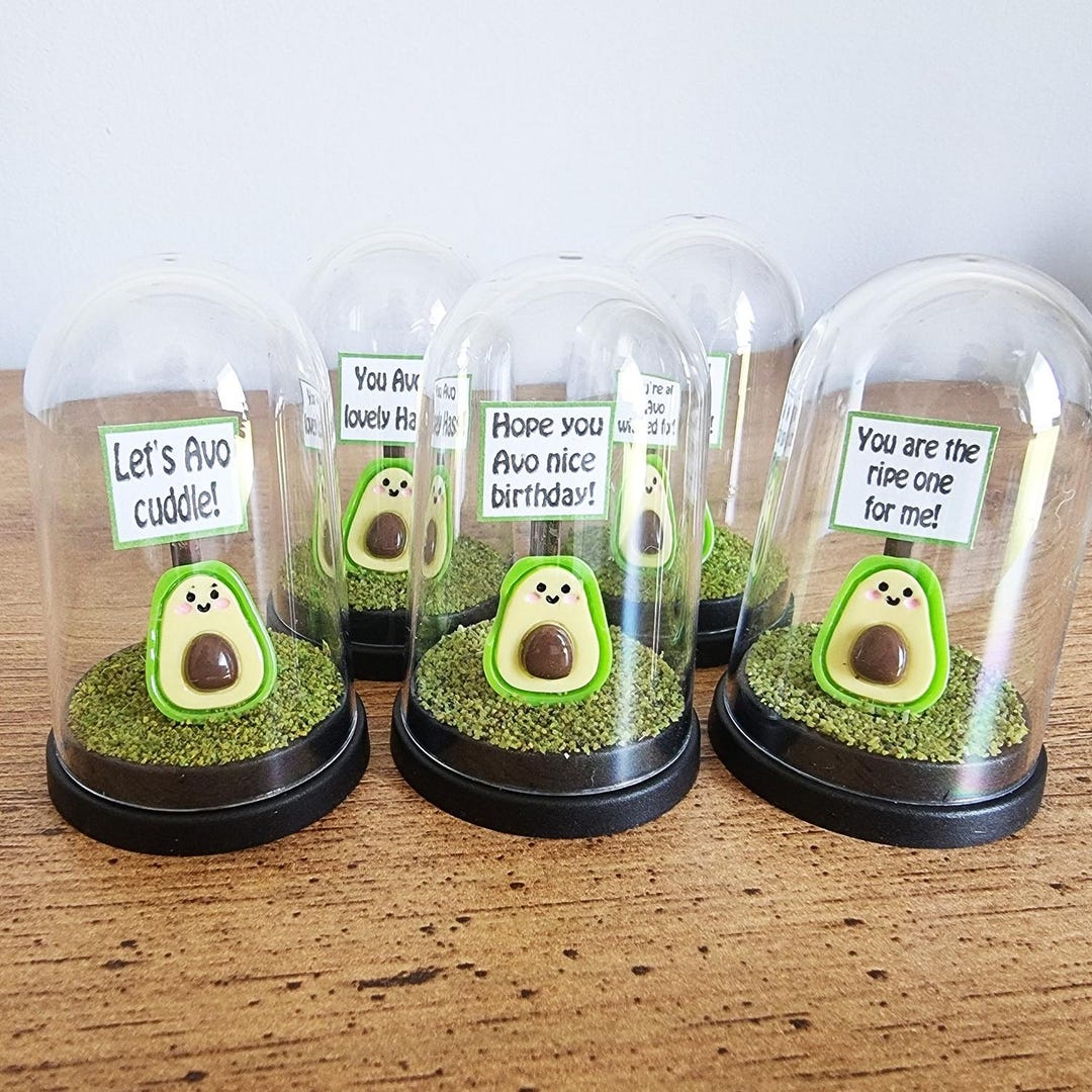Miniature Avocado in a Display Case, Personalised Message in a Bottle ...