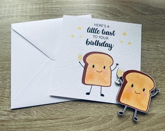 A Toast To Your Birthday Card, Card with Wooden Magnet