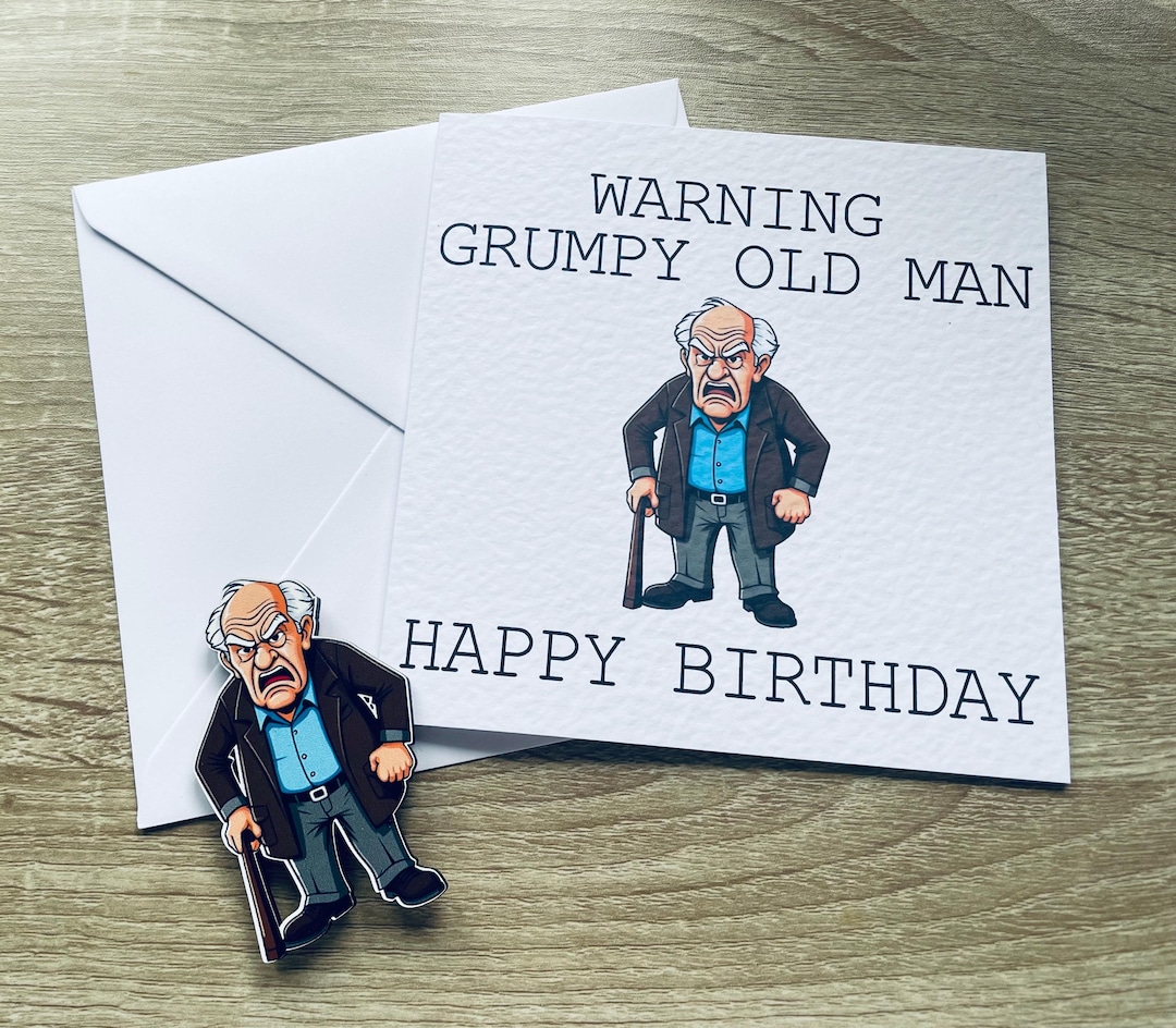 Personalised Grumpy Old Man Birthday Card With Wooden Magnet, Funny ...
