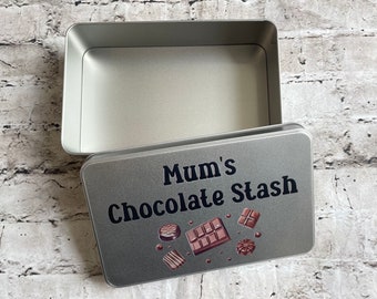 Personalised Chocolate Stash Tin: Treat Box, Gift Hamper Tin