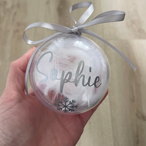 Personalised Christmas Bauble: Feather Filled, Wedding Favor