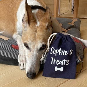 Dog Treat Bag, Personalised Dog Treat Pouch, Drawstring Treat Bag, New Dog Gift, Dog Walking Accessories