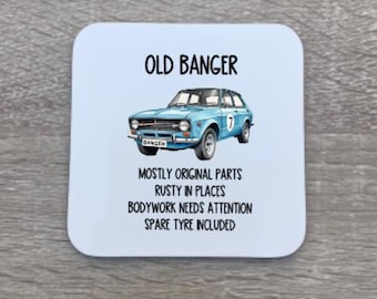 Old Banger Coaster, Funny Joke Gift For Him, Car Coaster