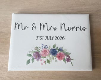 Personalised Wedding Guest Book: Faux Leather Floral Design