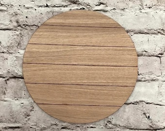 Wooden Round Craft Sign, Circle Craft Blank, Oak Veneered Plaque With Etched Lines - 10 inches