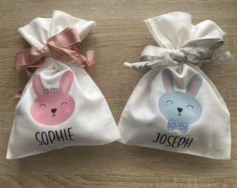 Easter Gift Bag, Personalied Easter Bunny Treat Bag, Small Easter Sack, Mini Egg Drawstring Bag, Easter Table Gift, Favour Bag