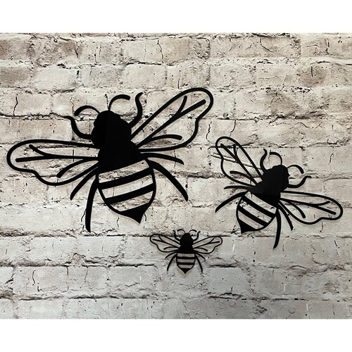 Garden Bee Wall Decor Set of 3 Wall Art Garden or Indoor Etsy UK