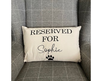 Personalised Reserved For The Pet Cushion | Personalised Dog Cushion | Personalised Cat Cushion | New Puppy Gift | Dog Gift