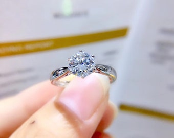 White Gold Plated Sterling Silver Rings for Women Engagement Cocktail Wedding Ring Art Deco Aesthetic 123 Carat Shining Moissanite Ring