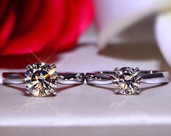 White Gold Plated Sterling Silver Rings for Women Engagement Cocktail Wedding Ring Art Deco Aesthetic 123 Carat Shining Moissanite Ring