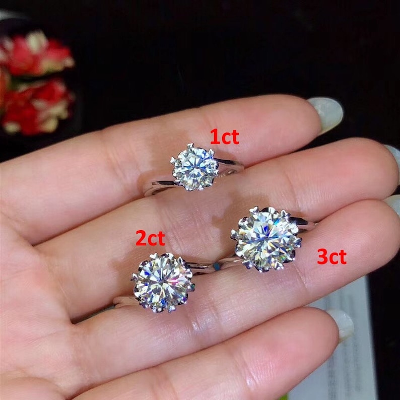 White Gold Plated Sterling Silver Rings for Women Engagement Cocktail Wedding Ring Art Deco Aesthetic 123 Carat Shining Moissanite Ring