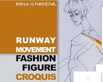 Runway movement fashion croquis. Downloadable printable figure templates for fashion illustration: 9 heads fashion illustration figure.