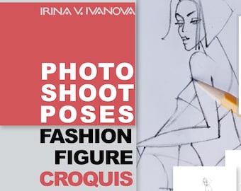 Fashion illustration downloadable printable figure templates: photoshoot poses