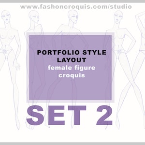 Portfolio Style Female Figure Templates – Downloadable Printable Croquis for Fashion Drawing and Design- Set 2.