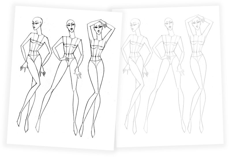 Women's fashion drawing templates for fashion designers. 9 heads. Collection 2. image 2