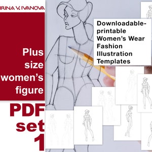 Plus Size Female Figure Templates – Downloadable Printable Fashion Croquis for Design and Illustration