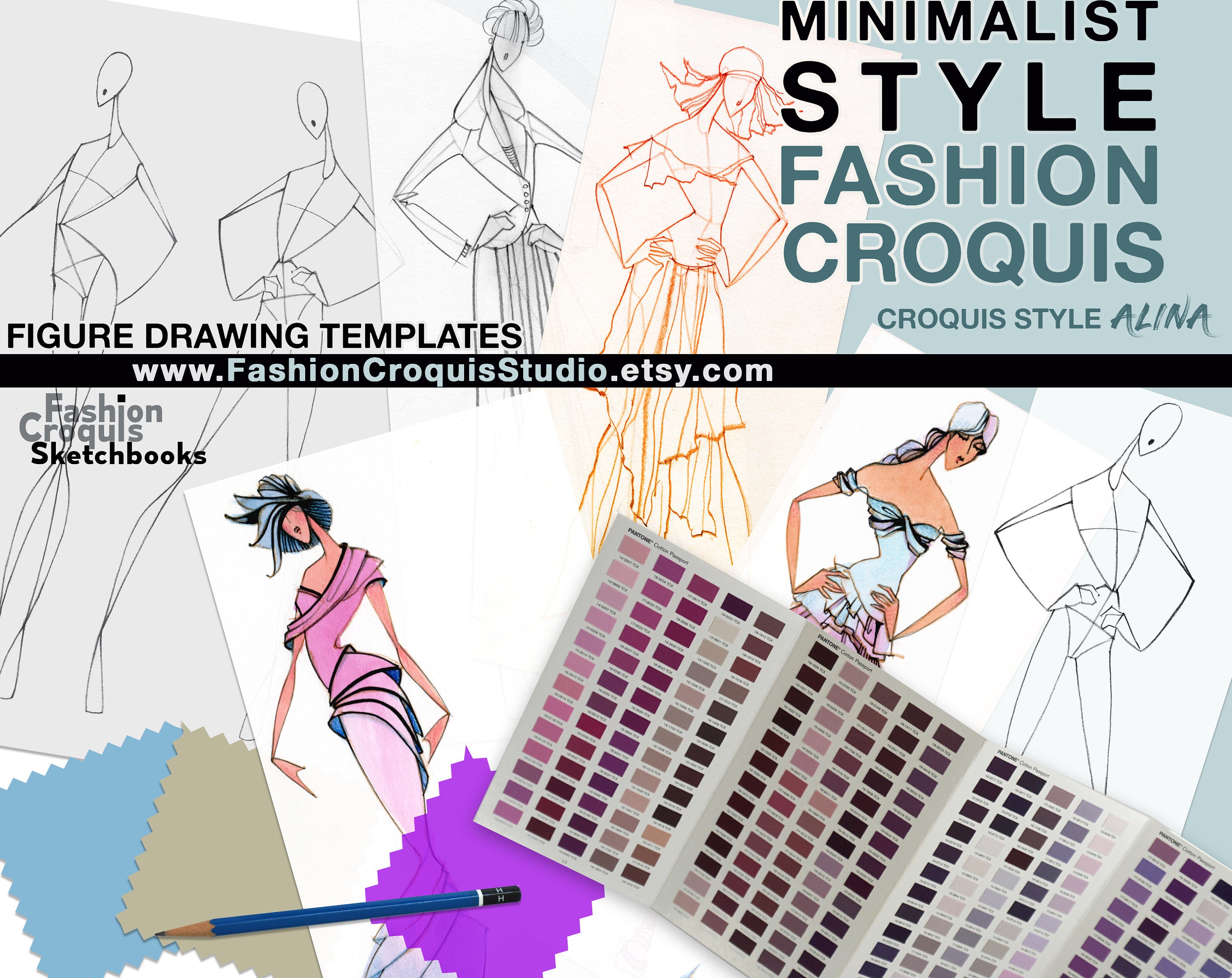 Women Mini Sketch Book Professional Fashion Design Templates 20 Sheets  Paper