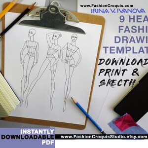 Women's fashion drawing templates for fashion designers. 9 heads. Collection 3. image 4