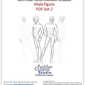 Downloadable printable male figure template for fashion drawing Use as a fashion croquis to create original fashion illustration or sketch image 4