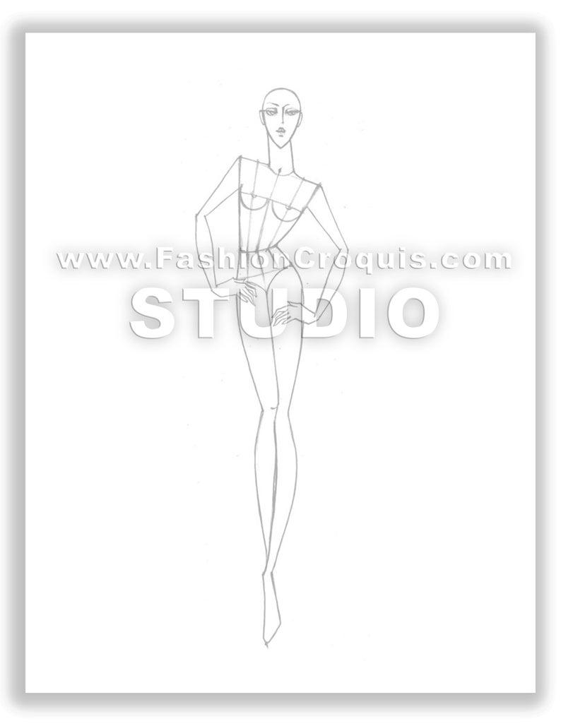 Women's fashion drawing templates for fashion designers. 9 heads. Collection 3. image 6