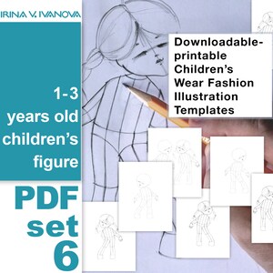 Downloadable printable figure template for fashion design drawing. Use as a fashion croquis to create original fashion illustration. image 1