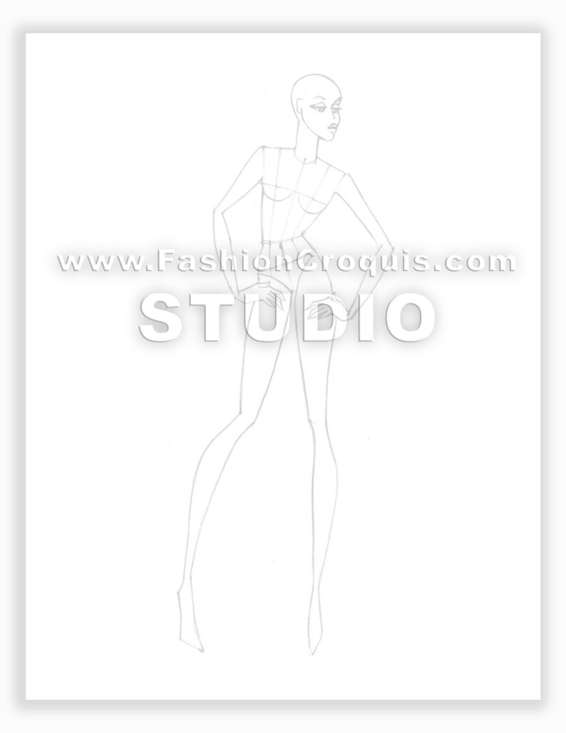 Women's fashion drawing templates for fashion designers. 9 heads. Collection 1. image 2